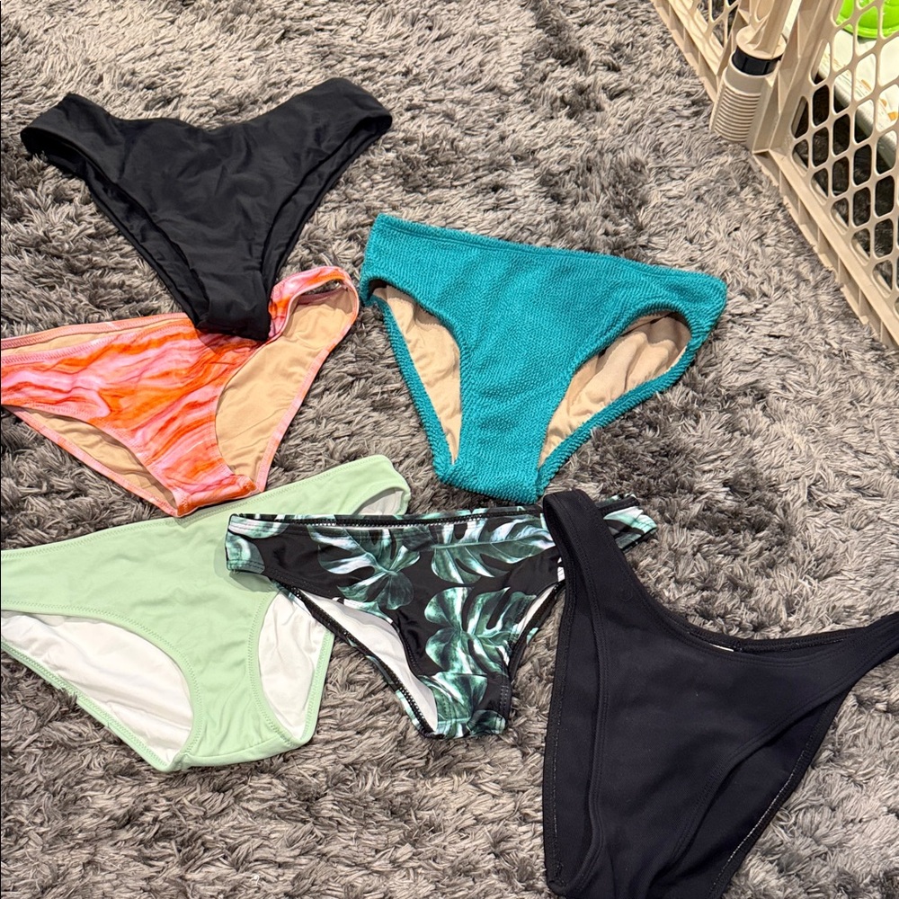 Women's Swimwear Set - Black, Teal, Pink, Green, and Black Leaf Print